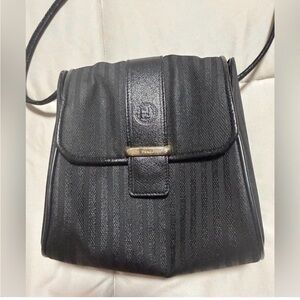 Fendi Black Textured Leather Crossbody Bag. Authentic!